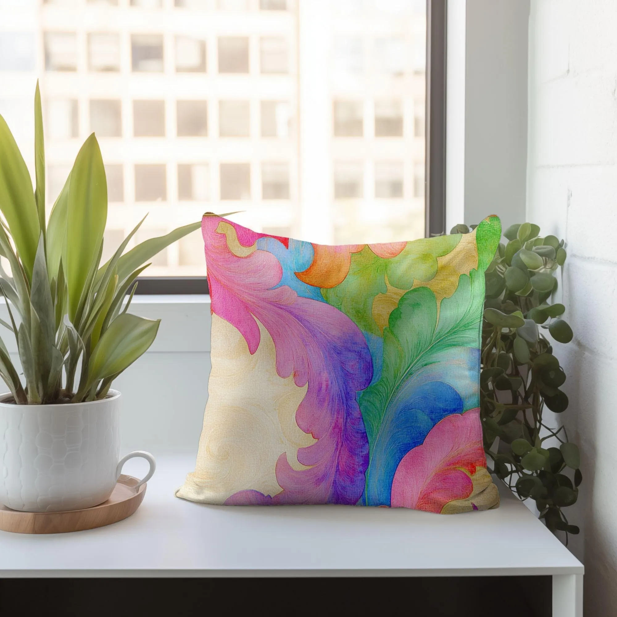 Abstract Watercolor Leaf Throw Pillow - Image 2