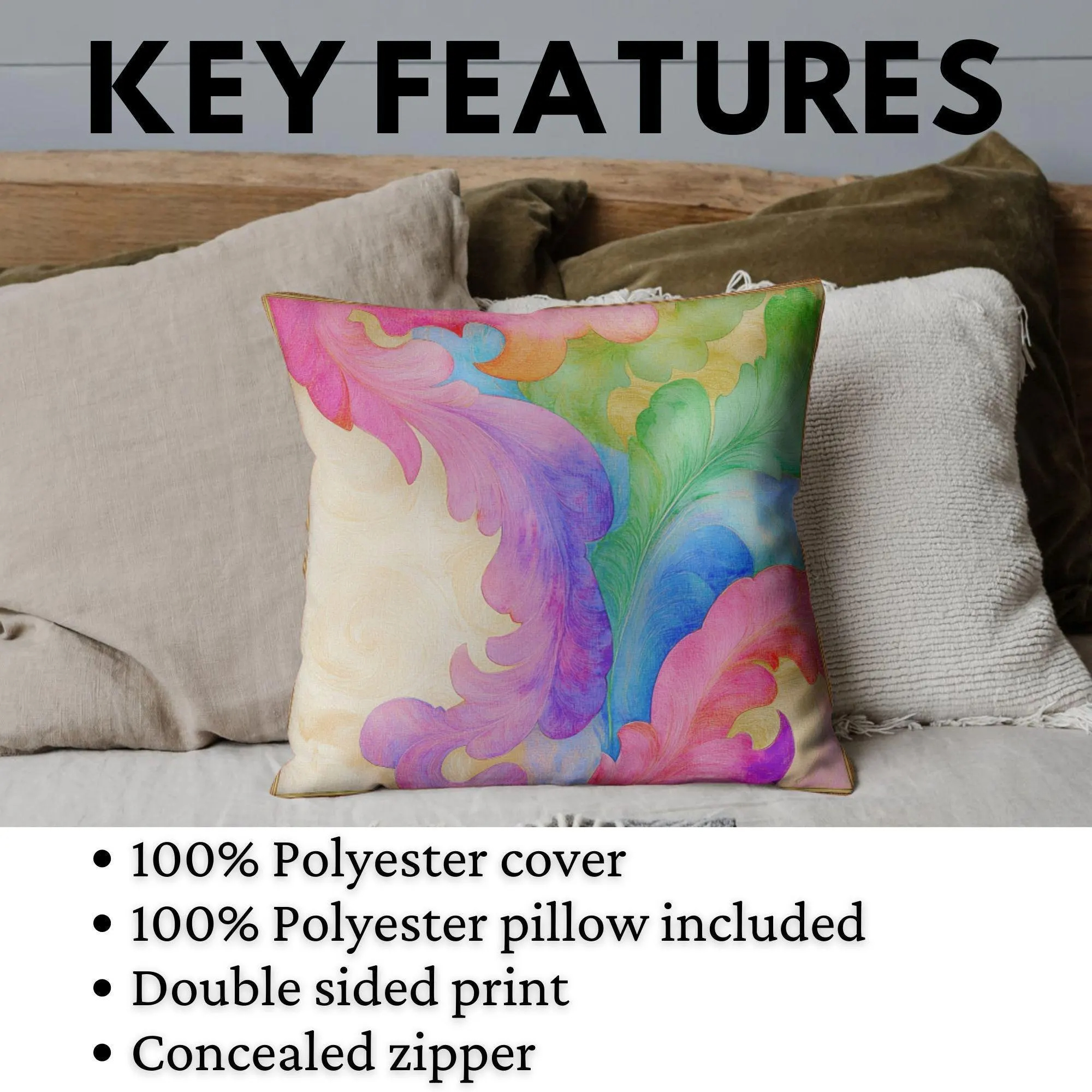 Abstract Watercolor Leaf Throw Pillow - Image 5