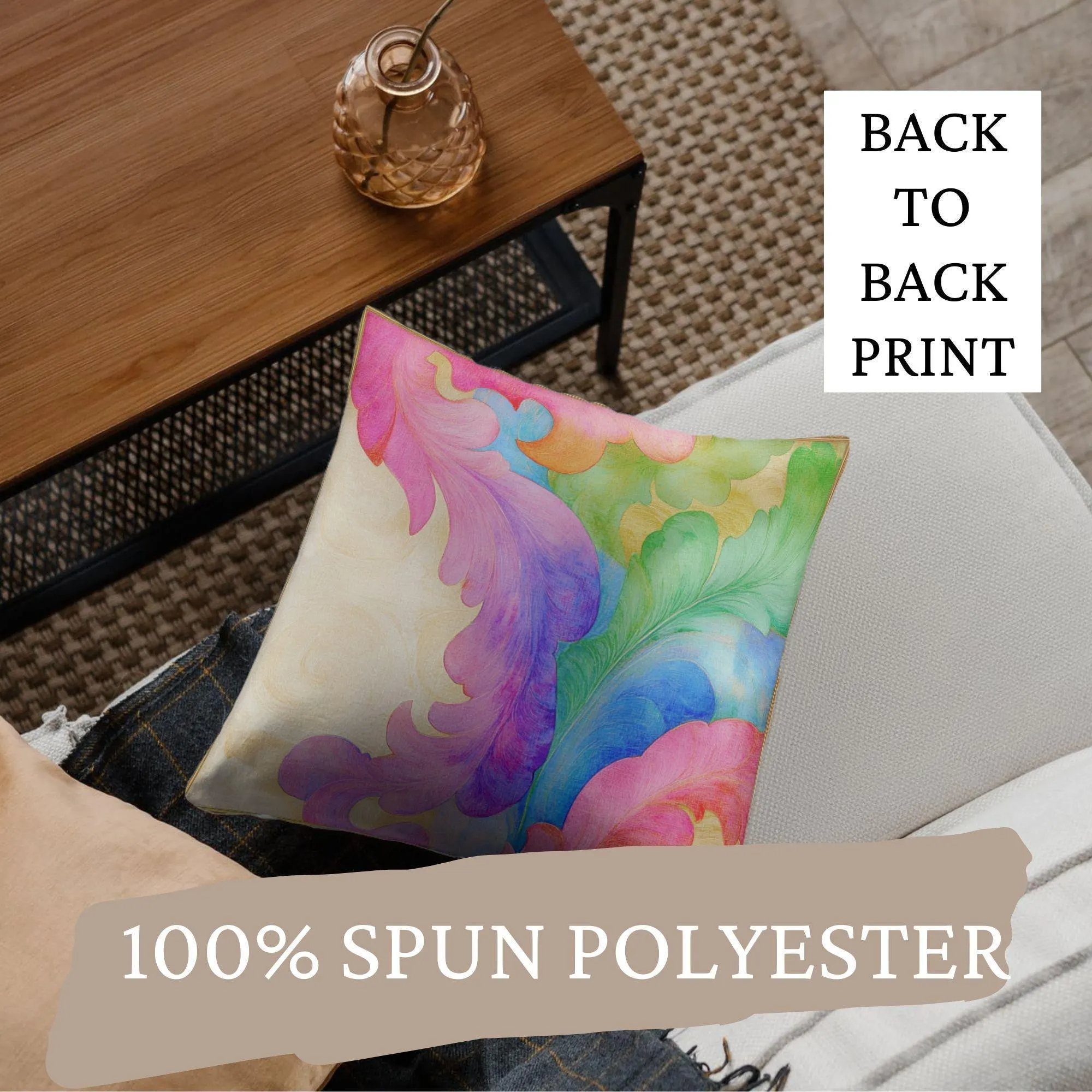 Abstract Watercolor Leaf Throw Pillow - Image 4