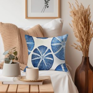 Blue Citrus Slice Throw Pillow