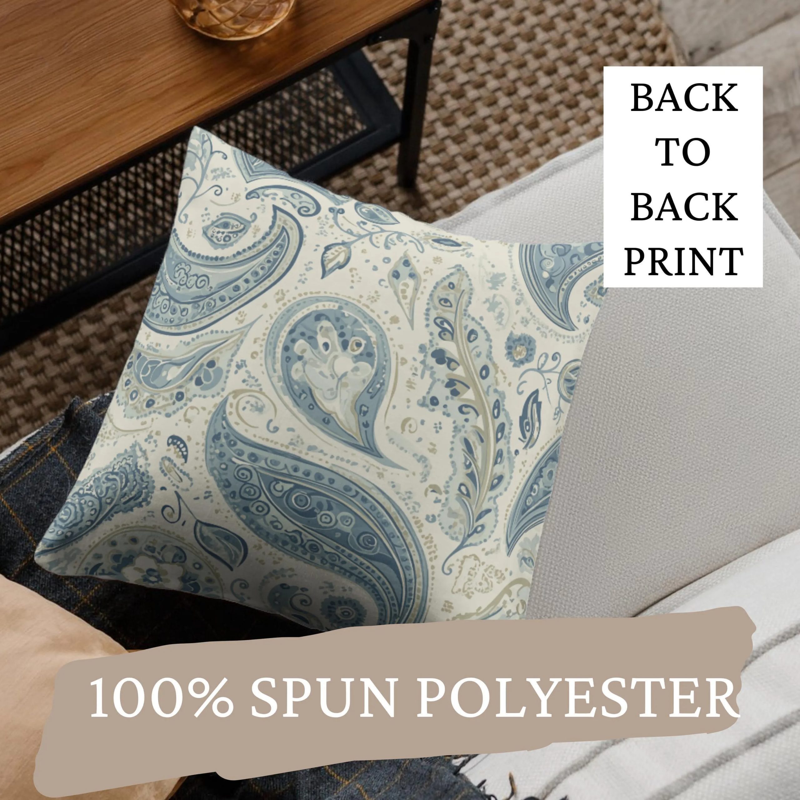 Blue Paisley Cottage Throw Pillow - Image 4