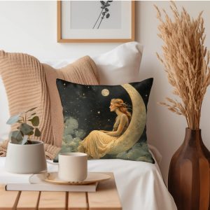 Celestial Moon Maiden Throw Pillow