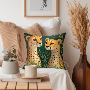 Curious Cheetah Pair Throw Pillow
