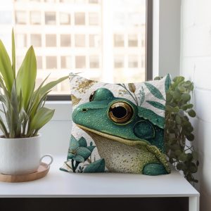 Emerald Frog Throw Pillow