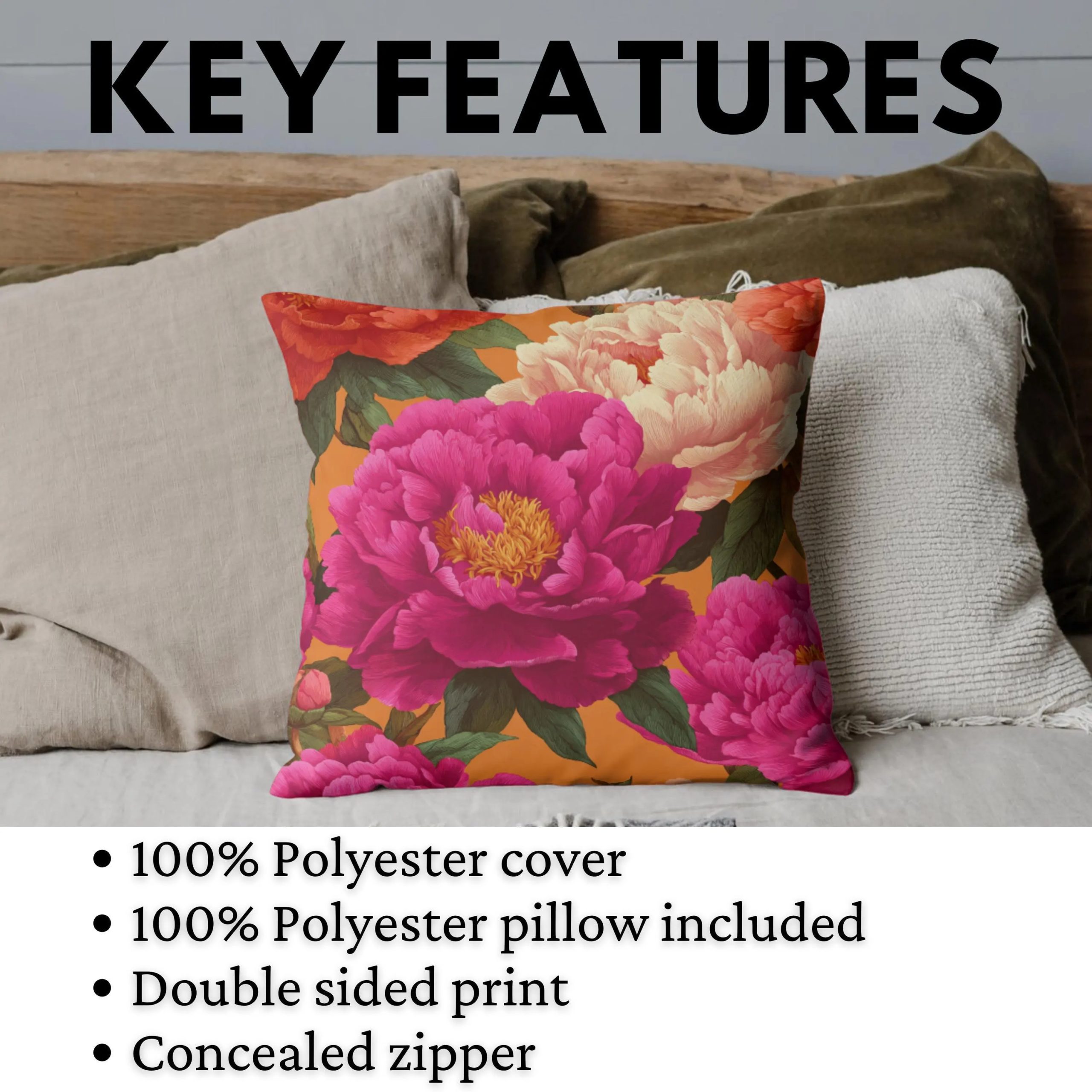 Fuchsia Peony Garden Throw Pillow - Image 4
