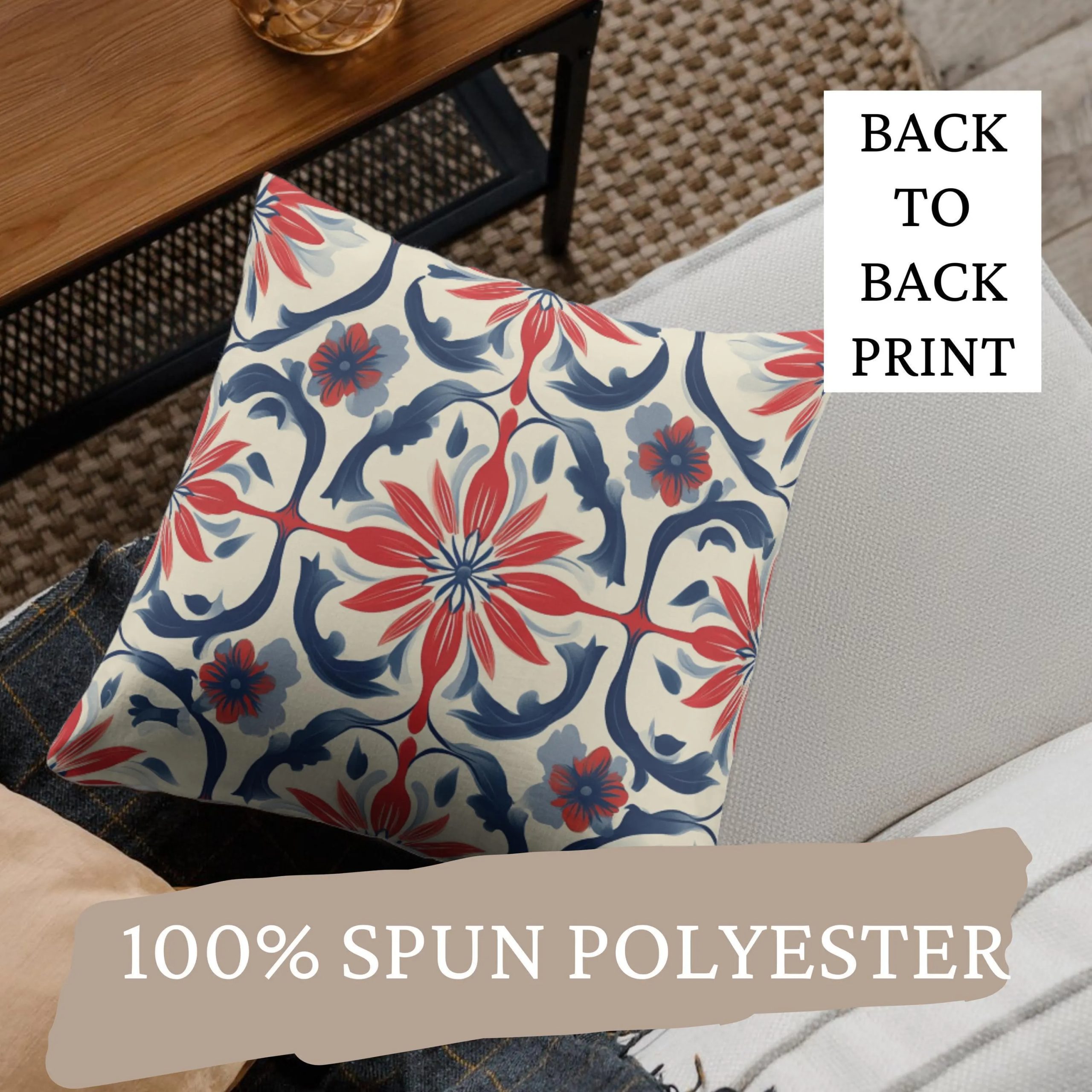 Mediterranean Tile Bloom Throw Pillow - Image 5