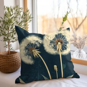 Moonlit Dandelion Glow Throw Pillow