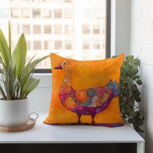 Ornate Folk Art Goose Throw Pillow