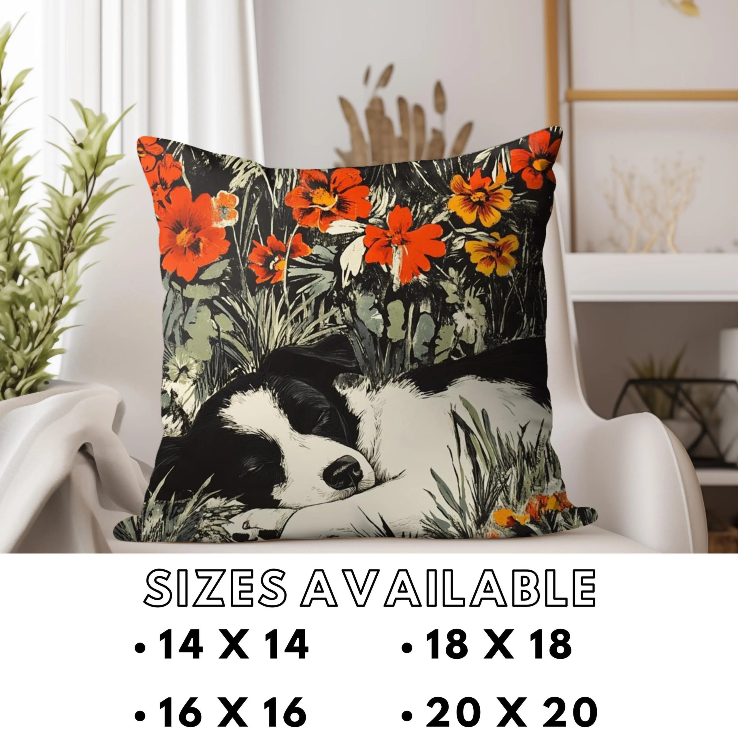Poppy Meadow Sleeping Dog Throw Pillow - Image 3