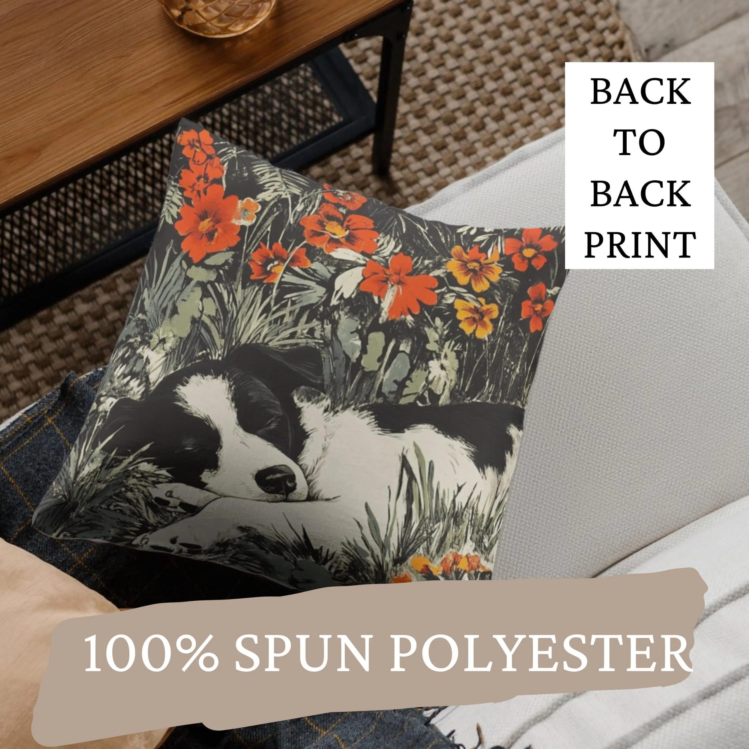 Poppy Meadow Sleeping Dog Throw Pillow - Image 4