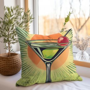Retro Martini Glass Throw Pillow