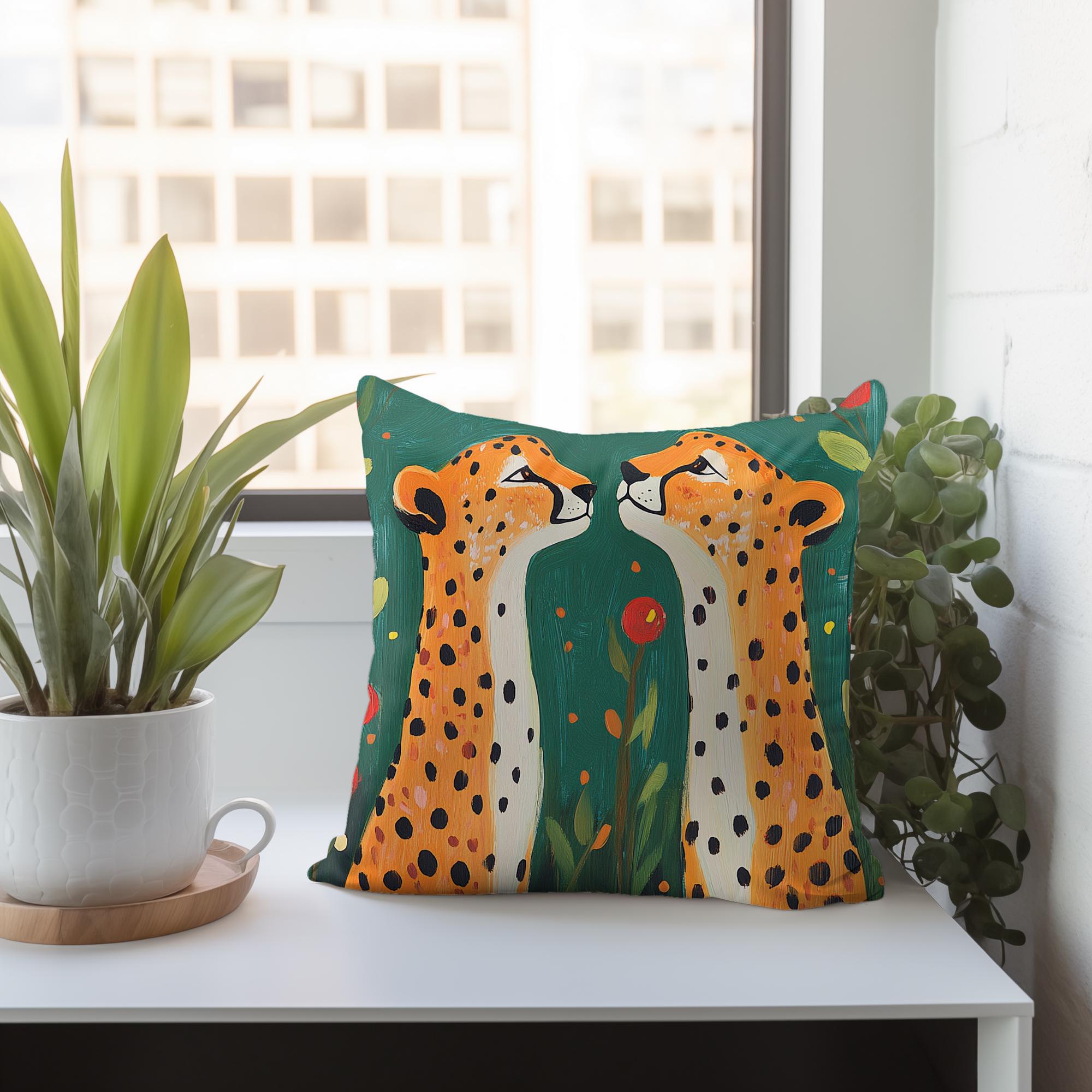Twin Cheetah Throw Pillow