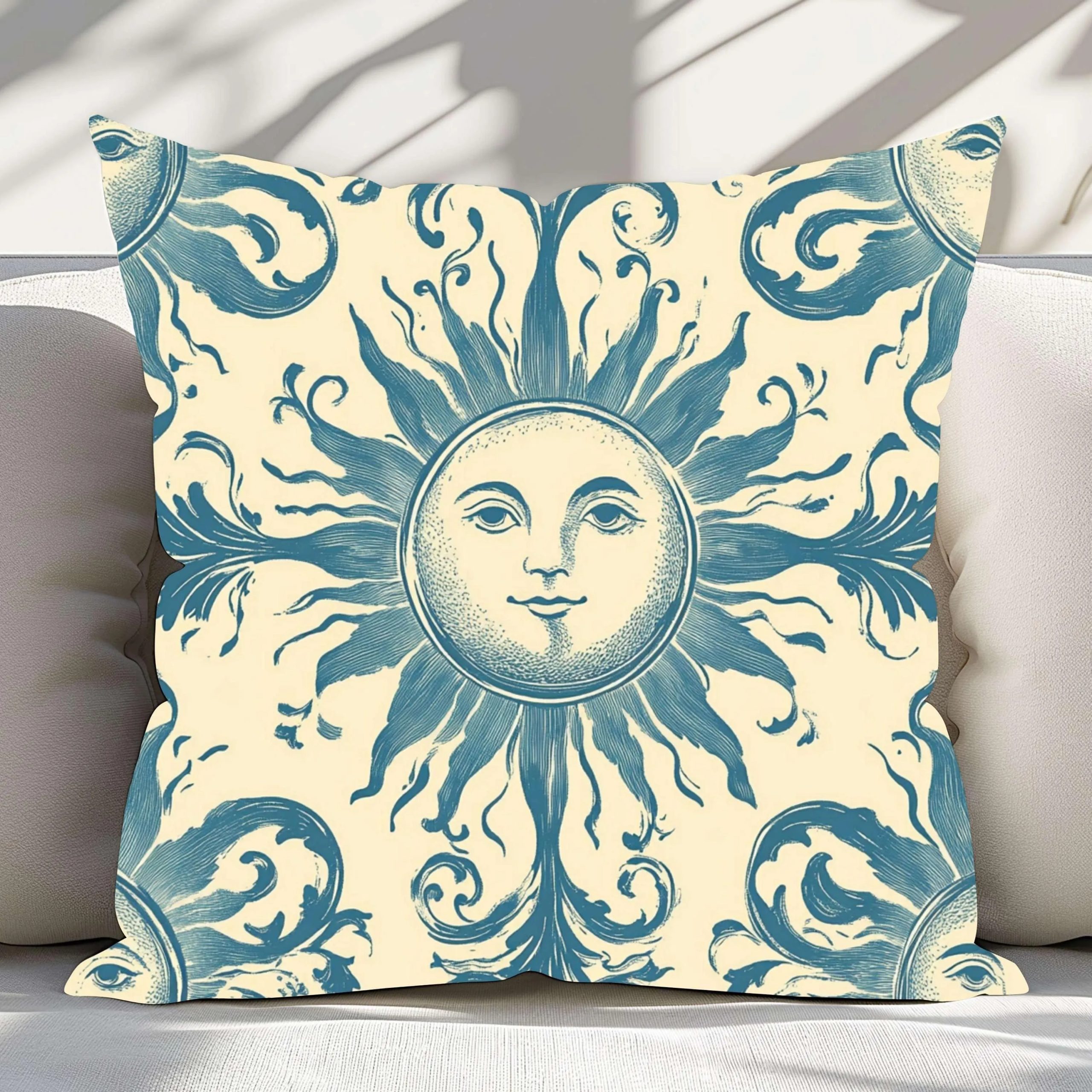 Vintage Celestial Sun Throw Pillow
