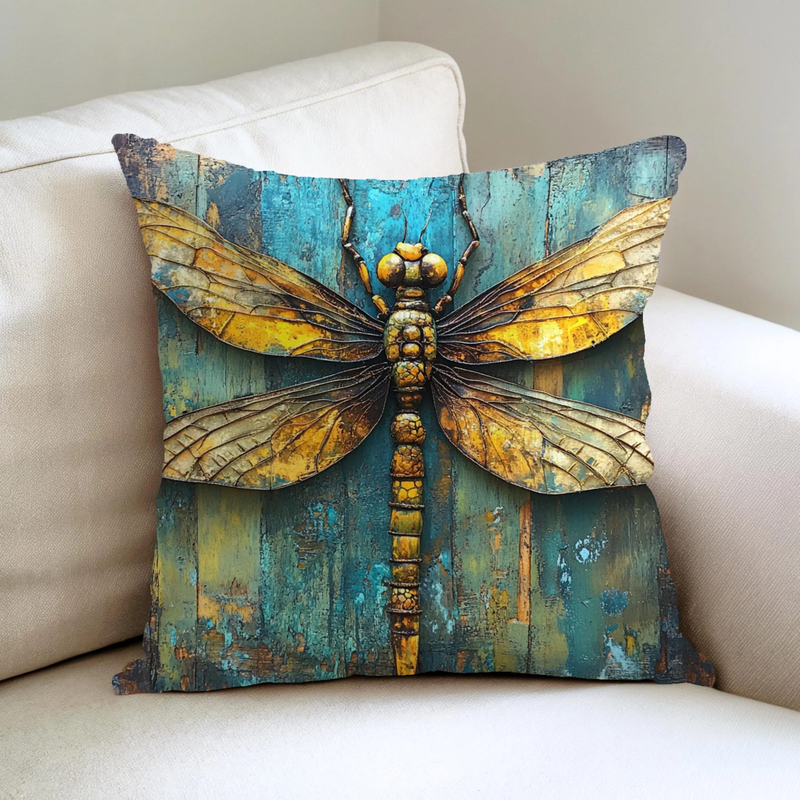 Vintage Dragonfly Throw Pillow