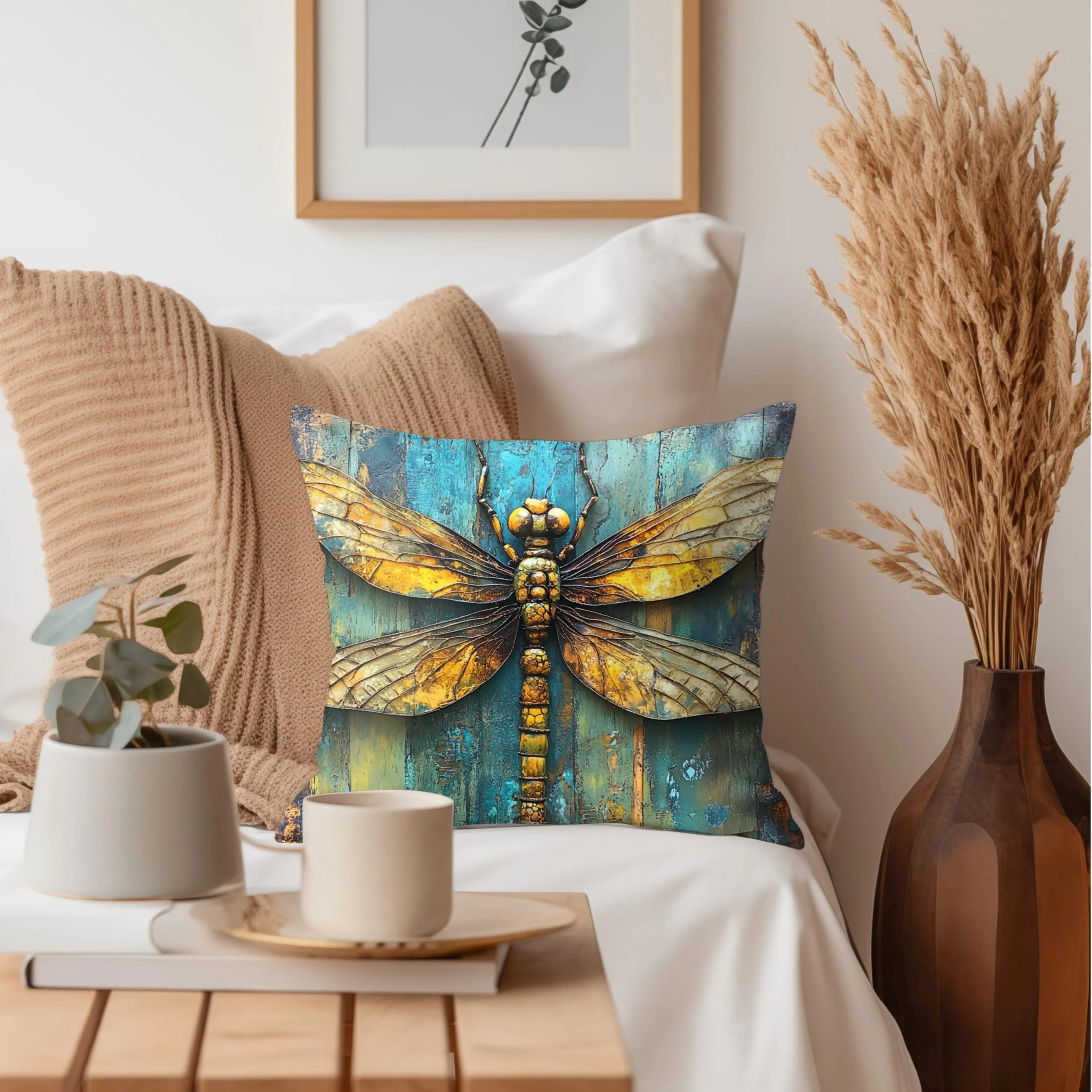 Vintage Dragonfly Throw Pillow - Image 3