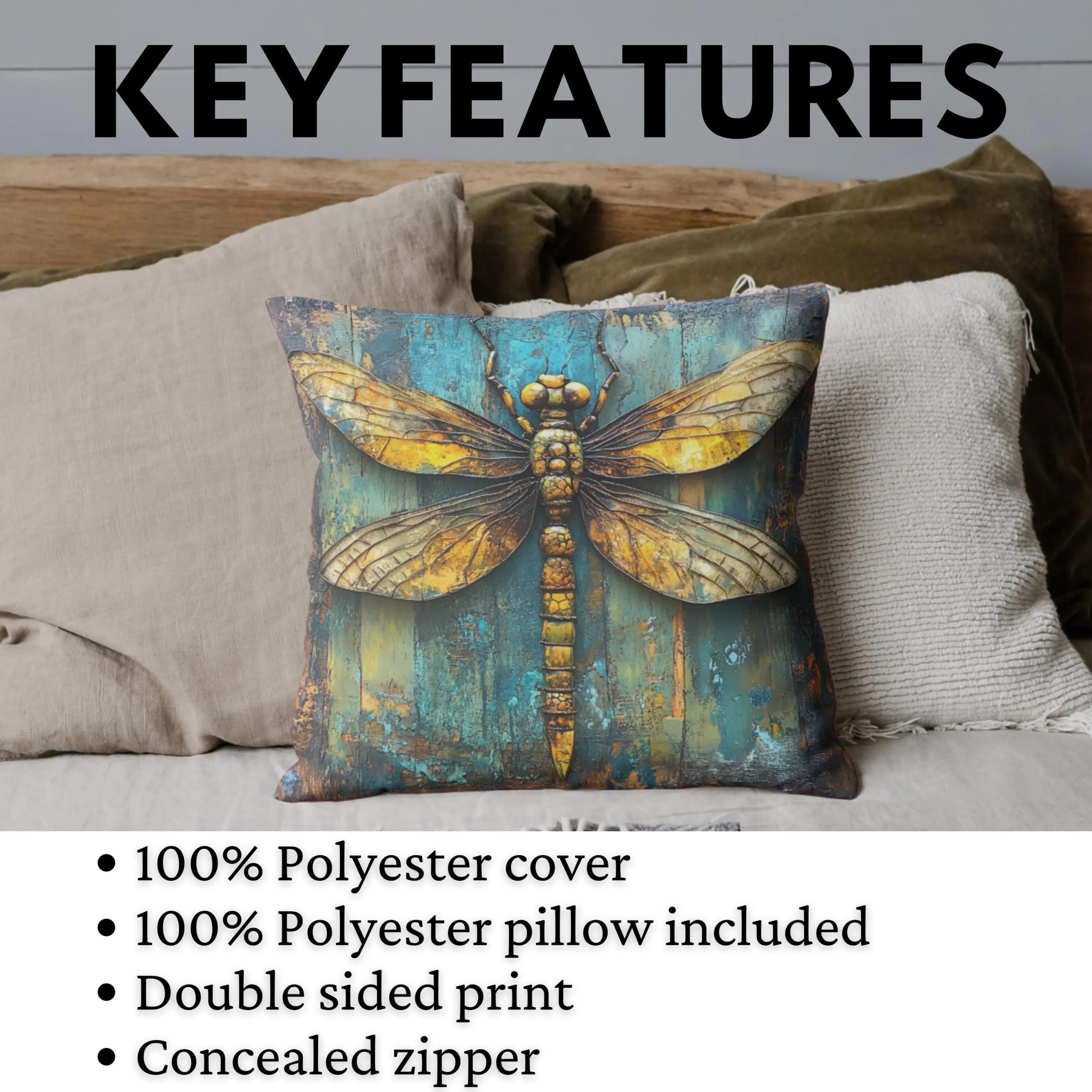Vintage Dragonfly Throw Pillow - Image 4