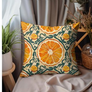 Vintage Orange Medallion Throw Pillow