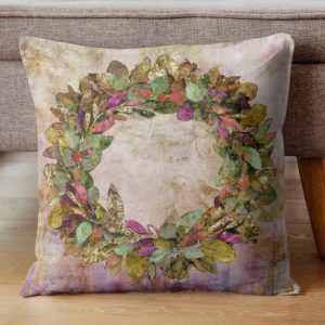 Watercolor Leaf Wreath Throw Pillow