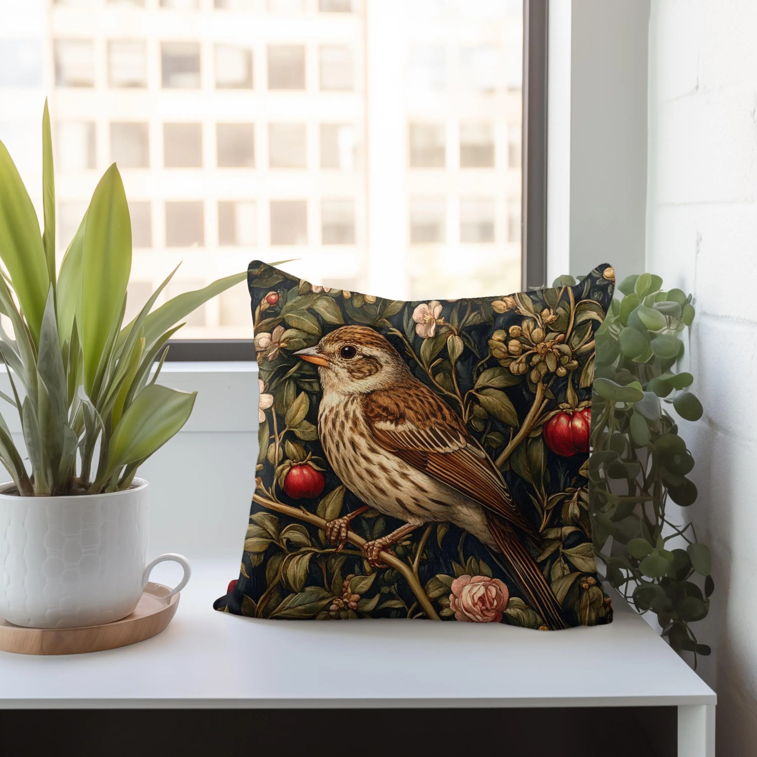 Woodland Songbird Throw Pillow