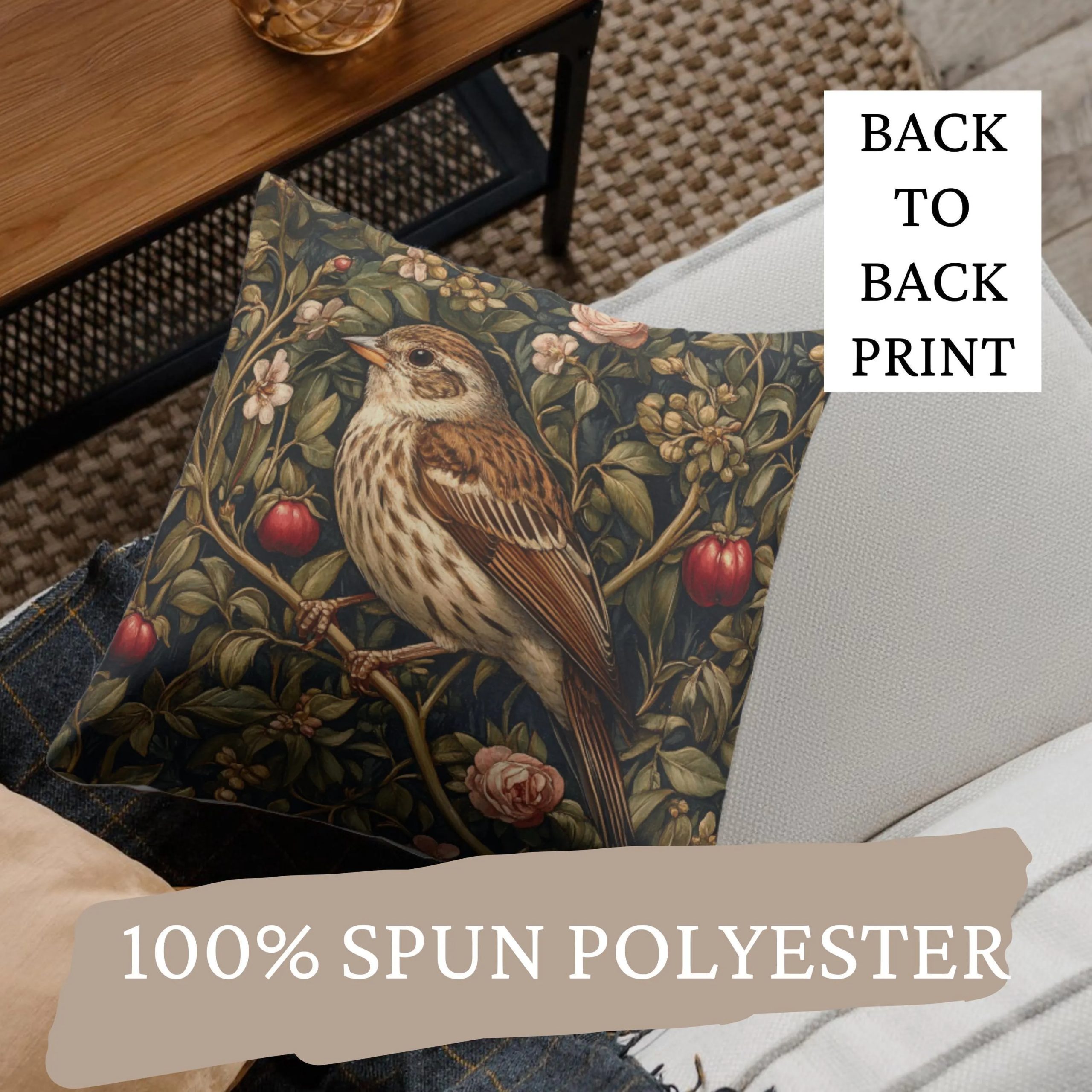 Woodland Songbird Throw Pillow - Image 4